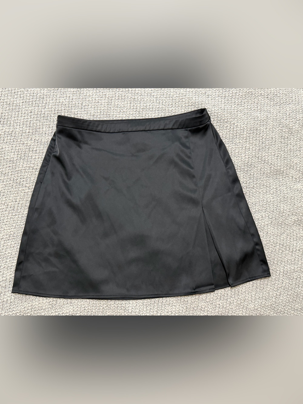 Dynamite black satin mini skirt with side slit - medium